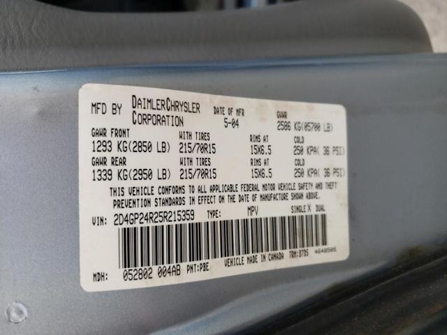 Photo 10 from auction – 2005 DODGE GRAND CARA with VIN 2D4GP24R25R215359