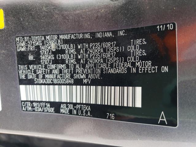 Photo 10 from auction – 2011 TOYOTA SIENNA BAS with VIN 5TDKA3DC1BS005848