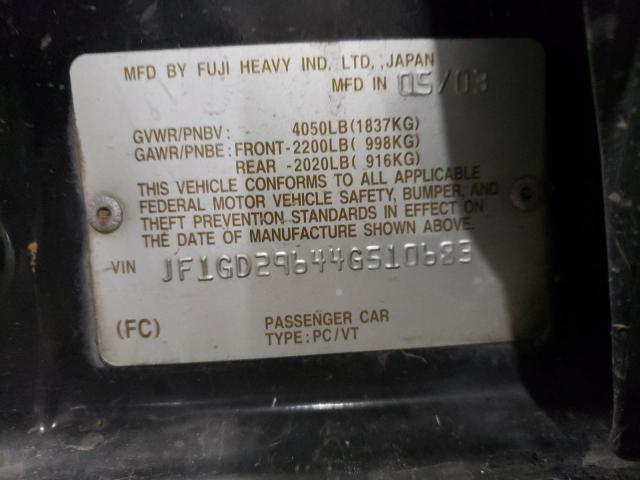 Photo 10 from auction – 2004 SUBARU IMPREZA WR with VIN JF1GD29644G510683