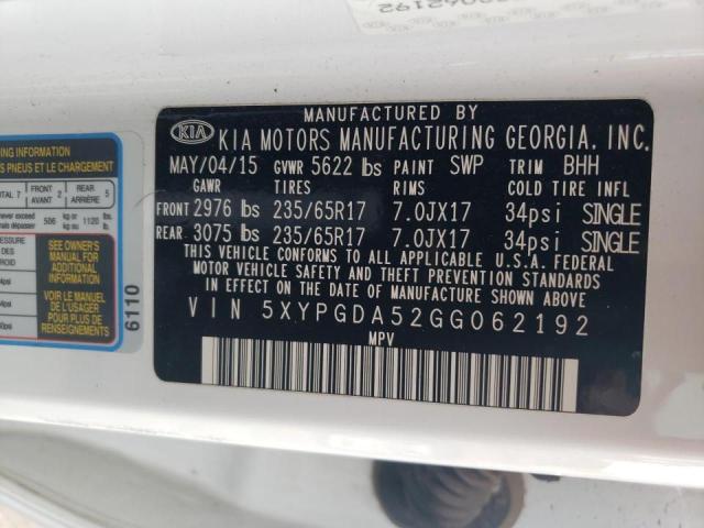 Photo 10 from auction – 2016 KIA SORENTO LX with VIN 5XYPGDA52GG062192