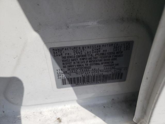 Photo 10 from auction – 2017 NISSAN SENTRA S with VIN 3N1AB7AP2HY265820