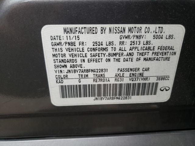 Photo 10 from auction – 2015 INFINITI Q50 BASE with VIN JN1BV7AR8FM422831