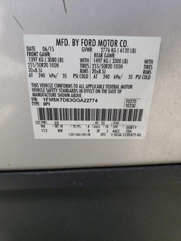 Photo 10 from auction – 2016 FORD EXPLORER X with VIN 1FM5K7D83GGA22774