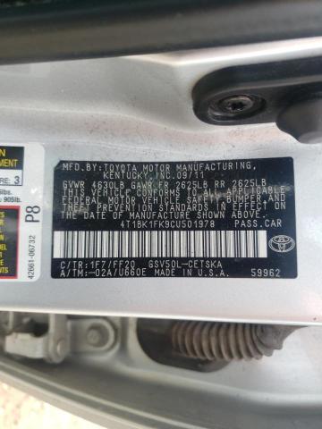 Photo 10 from auction – 2012 TOYOTA CAMRY SE with VIN 4T1BK1FK9CU501978