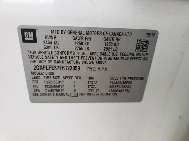 Photo 10 from auction – 2015 CHEVROLET EQUINOX LT with VIN 2GNFLFE37F6122059