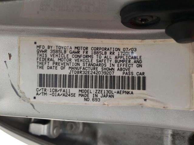 Photo 10 from auction – 2004 TOYOTA COROLLA CE with VIN JTDBR32E242039207