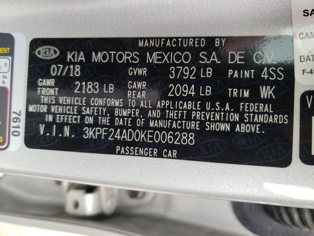 Photo 10 from auction – 2019 KIA FORTE FE with VIN 3KPF24AD0KE006288