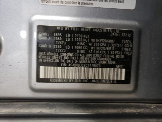 Photo 10 from auction – 2012 SUBARU OUTBACK 3. with VIN 4S4BRDJC6C2279070