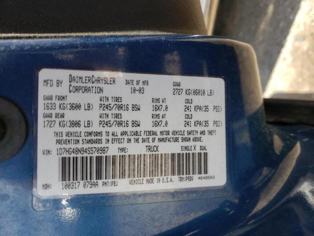 Photo 10 from auction – 2004 DODGE DAKOTA QUA with VIN 1D7HG48N94S570987