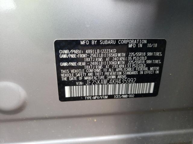Photo 10 from auction – 2019 SUBARU FORESTER T with VIN JF2SKAWC4KH435992