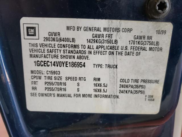Photo 10 from auction – 2000 CHEVROLET SILVERADO with VIN 1GCEK14T6YE182408