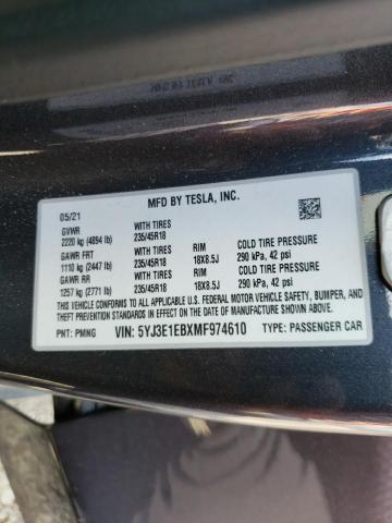 Photo 10 from auction – 2021 TESLA MODEL 3 with VIN 5YJ3E1EBXMF974610