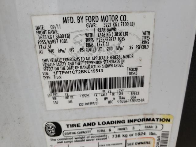 Photo 10 from auction – 2011 FORD F150 SUPER with VIN 1FTFW1CT2BKE19513