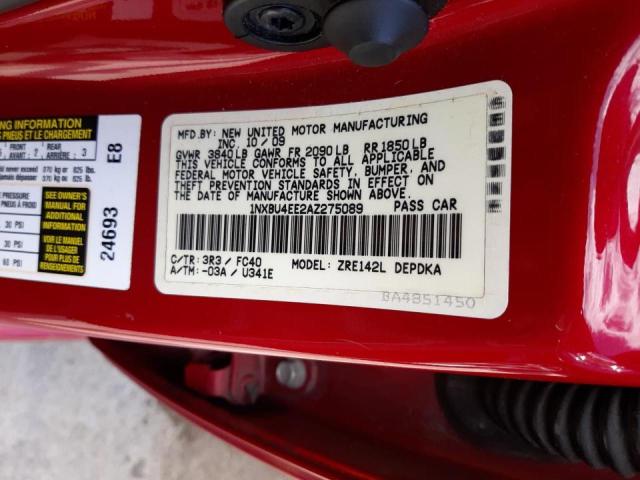 Photo 10 from auction – 2010 TOYOTA COROLLA BA with VIN 1NXBU4EE2AZ275089
