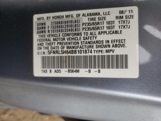 Photo 10 from auction – 2011 HONDA ODYSSEY EX with VIN 5FNRL5H64BB101874