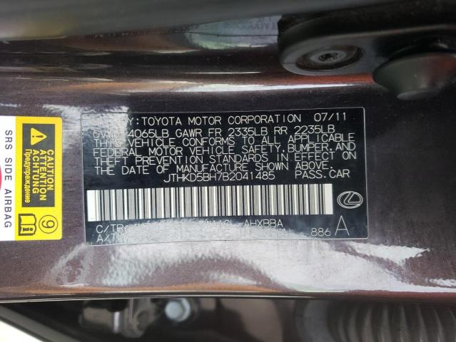Photo 10 from auction – 2011 LEXUS CT 200 with VIN JTHKD5BH7B2041485