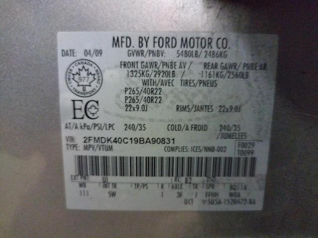 Photo 10 from auction – 2009 FORD EDGE SPORT with VIN 2FMDK40C19BA90831