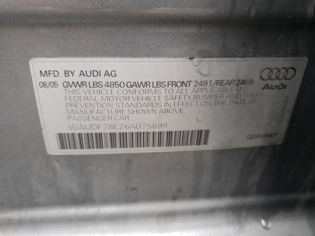 Photo 10 from auction – 2006 AUDI A4 2.0T QU with VIN WAUDF78E26A075694