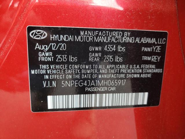 Photo 10 from auction – 2021 HYUNDAI SONATA SE with VIN 5NPEG4JA1MH065917