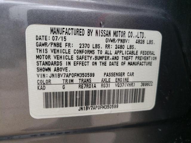 Photo 10 from auction – 2015 INFINITI Q50 BASE with VIN JN1BV7AP0FM350599