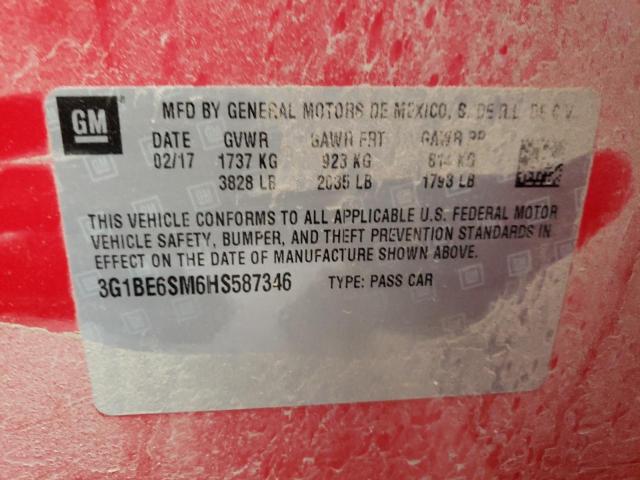 Photo 10 from auction – 2017 CHEVROLET CRUZE LT with VIN 3G1BE6SM6HS587346