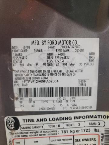 Photo 10 from auction – 2009 FORD F150 SUPER with VIN 1FTPW12V69FA02664