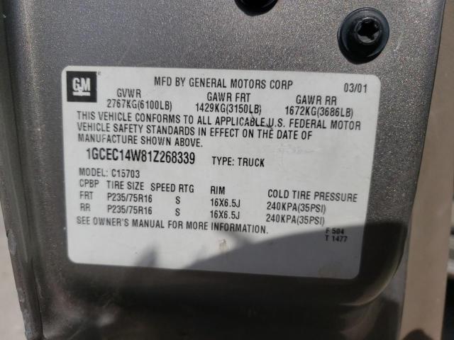 Photo 10 from auction – 2001 CHEVROLET SILVERADO with VIN 1GCEC14W81Z268339