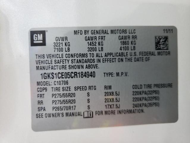 Photo 10 from auction – 2012 GMC YUKON SLT with VIN 1GKS1CE05CR184940