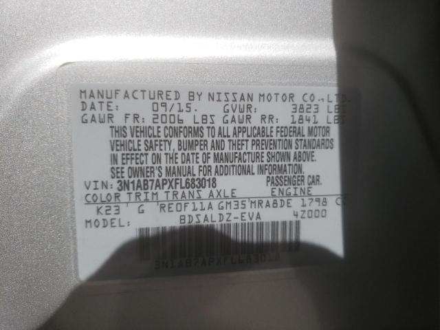Photo 10 from auction – 2015 NISSAN SENTRA S with VIN 3N1AB7APXFL683018