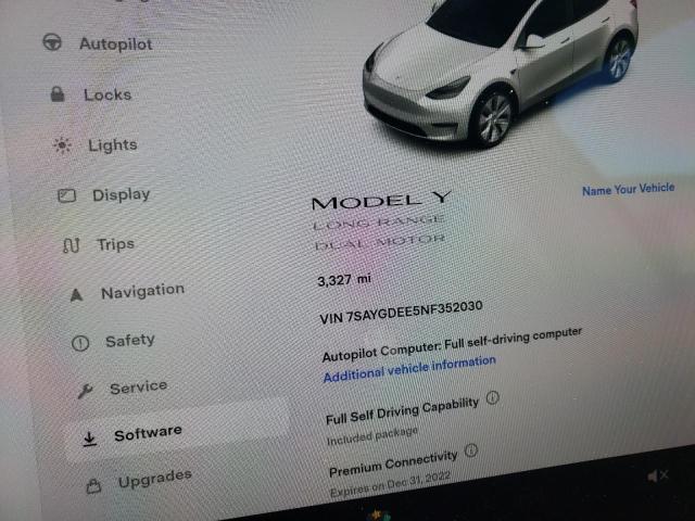 Photo 8 from auction – 2022 TESLA MODEL Y with VIN 7SAYGDEE5NF352030