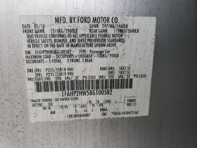Photo 10 from auction – 2011 FORD TAURUS SEL with VIN 1FAHP2HW5BG100582