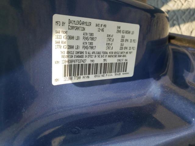 Photo 10 from auction – 2007 DODGE DURANGO SX with VIN 1D8HB38P07F537427