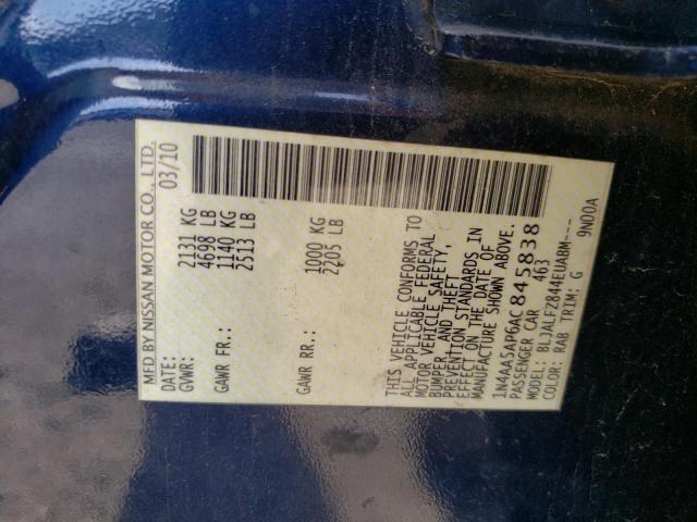 Photo 10 from auction – 2010 NISSAN MAXIMA S with VIN 1N4AA5AP6AC845838