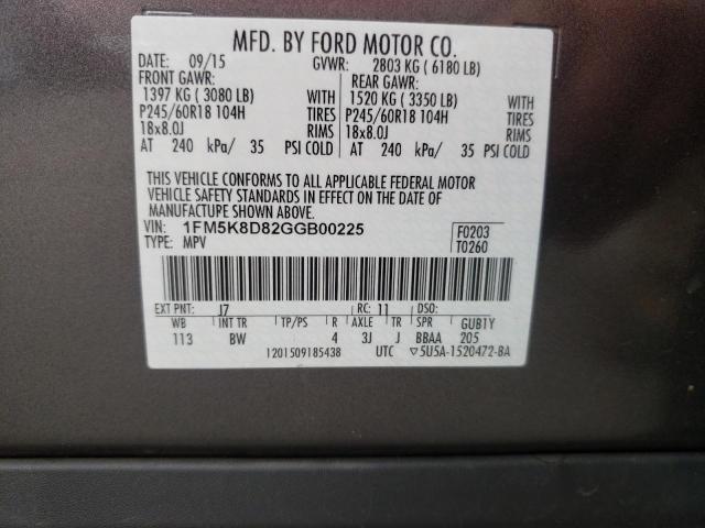 Photo 10 from auction – 2016 FORD EXPLORER X with VIN 1FM5K8D82GGB00225