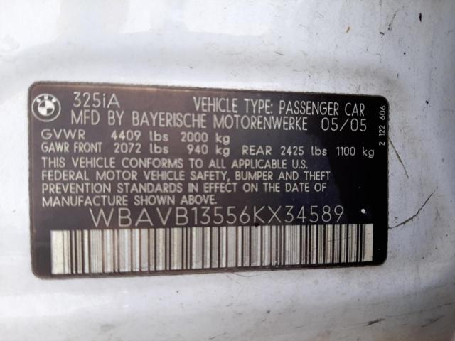 Photo 10 from auction – 2006 BMW 325 I with VIN WBAVB13556KX34589