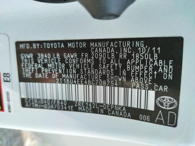 Photo 10 from auction – 2011 TOYOTA COROLLA BA with VIN 2T1BU4EE4BC708754