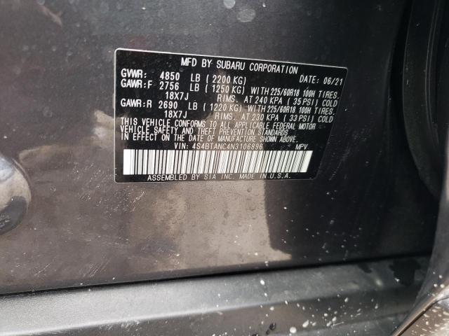 Photo 10 from auction – 2022 SUBARU OUTBACK LI with VIN 4S4BTANC4N3106896