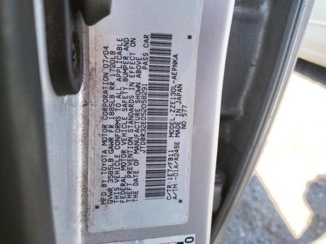 Photo 10 from auction – 2005 TOYOTA COROLLA CE with VIN JTDBR32E052058291