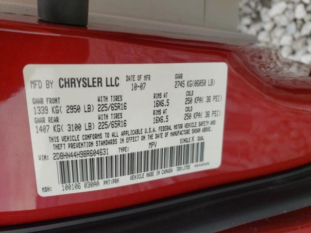 Photo 10 from auction – 2008 DODGE GRAND CARA with VIN 2D8HN44H98R604631