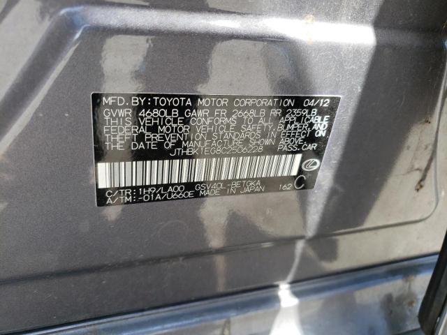 Photo 10 from auction – 2012 LEXUS ES 350 with VIN JTHBK1EG8C2506228