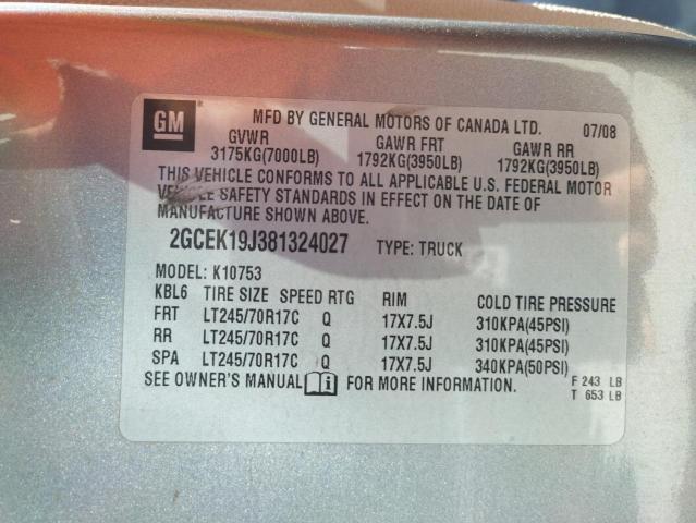 Photo 10 from auction – 2008 CHEVROLET SILVERADO with VIN 2GCEK19J381324027