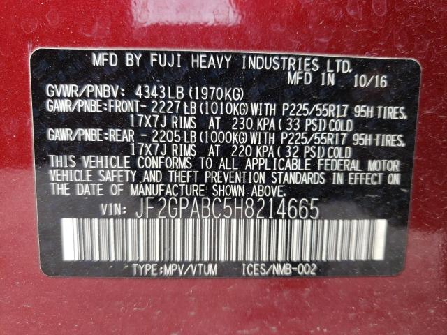 Photo 10 from auction – 2017 SUBARU CROSSTREK with VIN JF2GPABC5H8214665