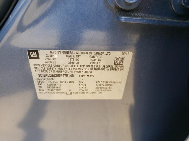 Photo 10 from auction – 2011 CHEVROLET EQUINOX LT with VIN 2CNALDEC5B6475140