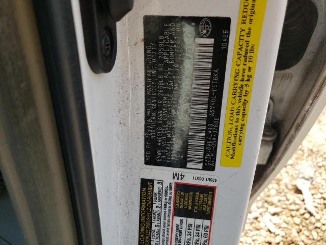 Photo 10 from auction – 2011 TOYOTA CAMRY BASE with VIN 4T4BF3EK7BR172395