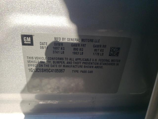 Photo 10 from auction – 2012 CHEVROLET SONIC LT with VIN 1G1JC5SH5C4105067