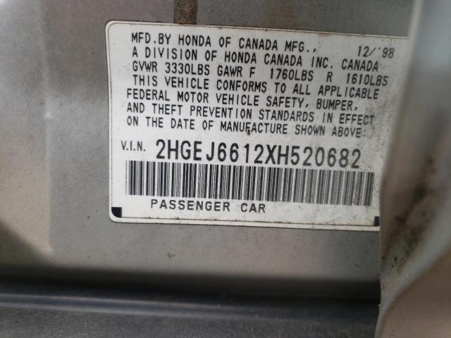 Photo 10 from auction – 1999 HONDA CIVIC BASE with VIN 2HGEJ6612XH520682