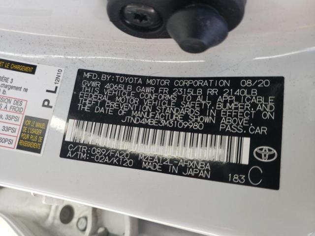Photo 10 from auction – 2021 TOYOTA COROLLA SE with VIN JTND4MBE3M3109980