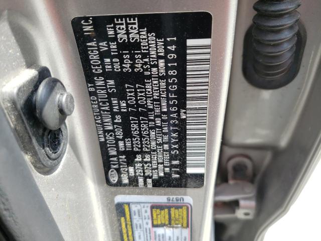 Photo 10 from auction – 2015 KIA SORENTO LX with VIN 5XYKT3A65FG581941