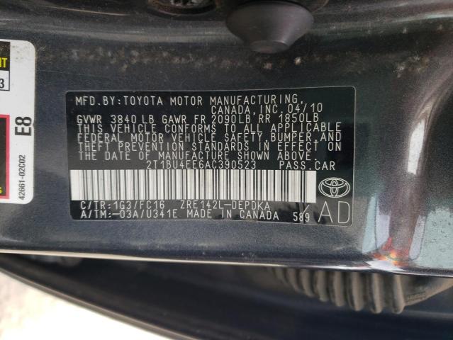 Photo 10 from auction – 2010 TOYOTA COROLLA BA with VIN 2T1BU4EE6AC390523