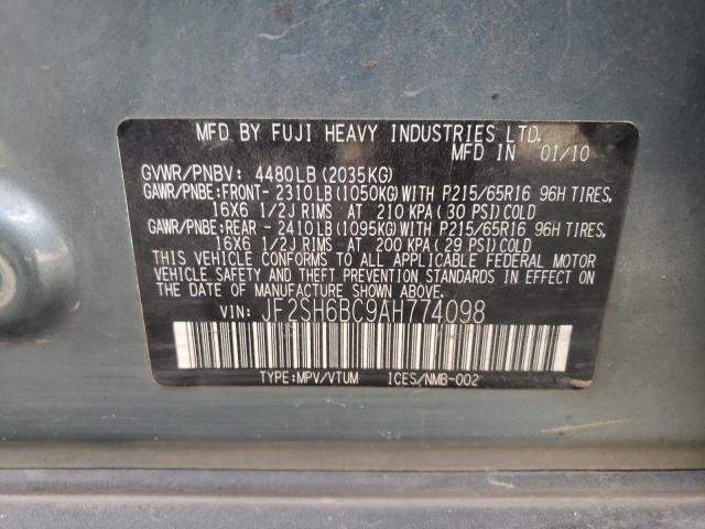 Photo 10 from auction – 2010 SUBARU FORESTER X with VIN JF2SH6BC9AH774098